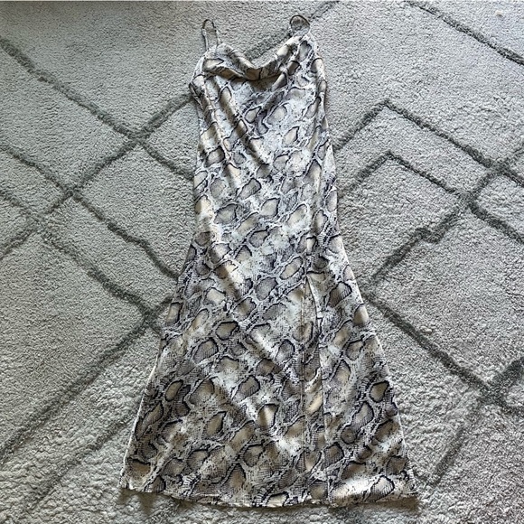 Paper Heart midi slip dress reptile print tan cream neutral xs - Picture 5 of 9